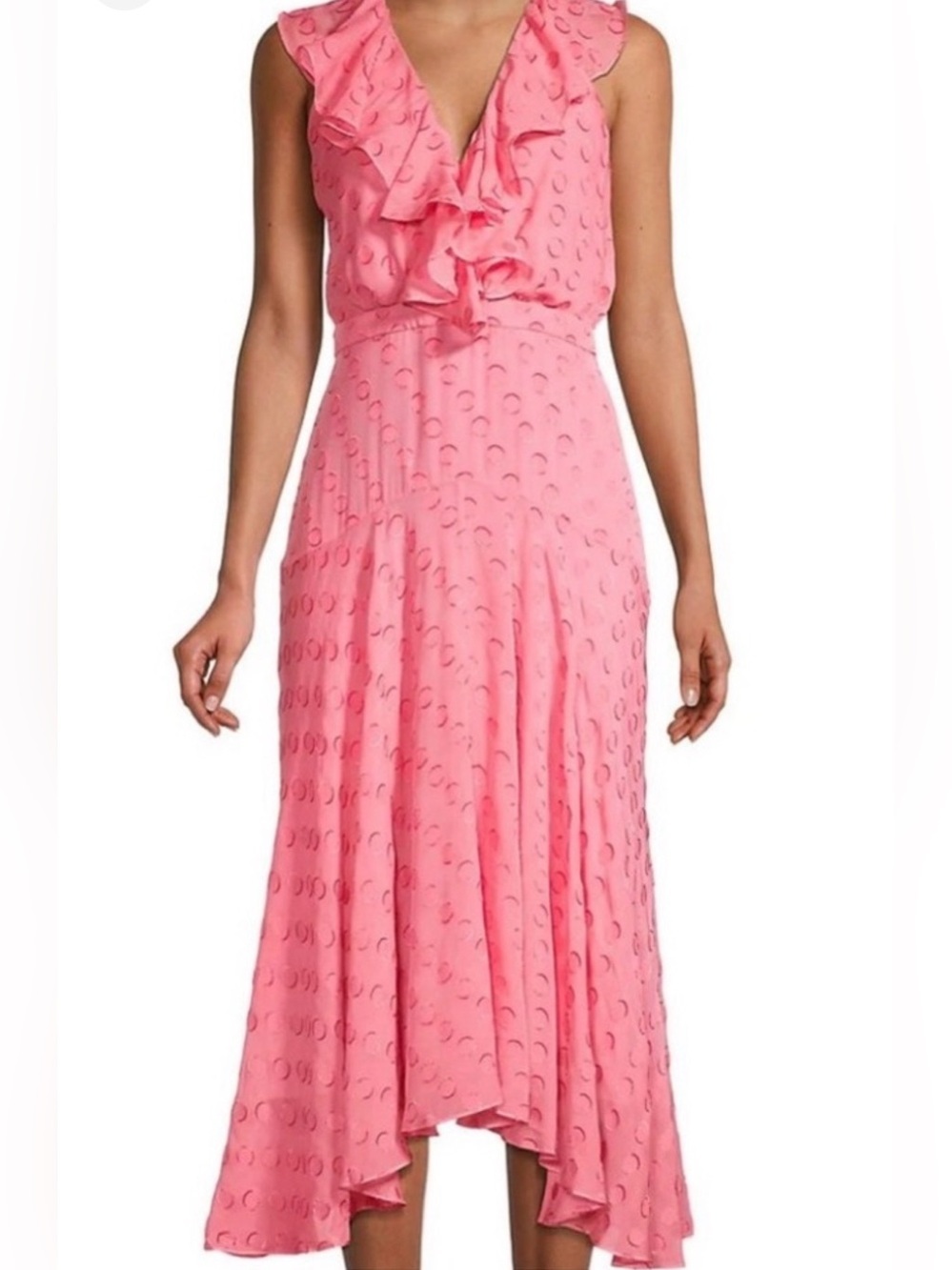 SALONI Rita Pink Ruffled Midi Dress